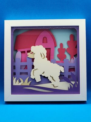Lamb in Barnyard 8x8 inch shadowbox