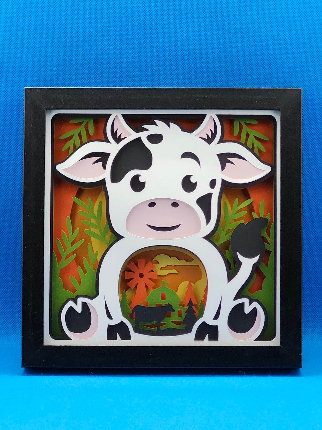 Cute Baby Cow 8x8 inch shadowbox