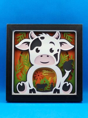 Cute Baby Cow 8x8 inch shadowbox