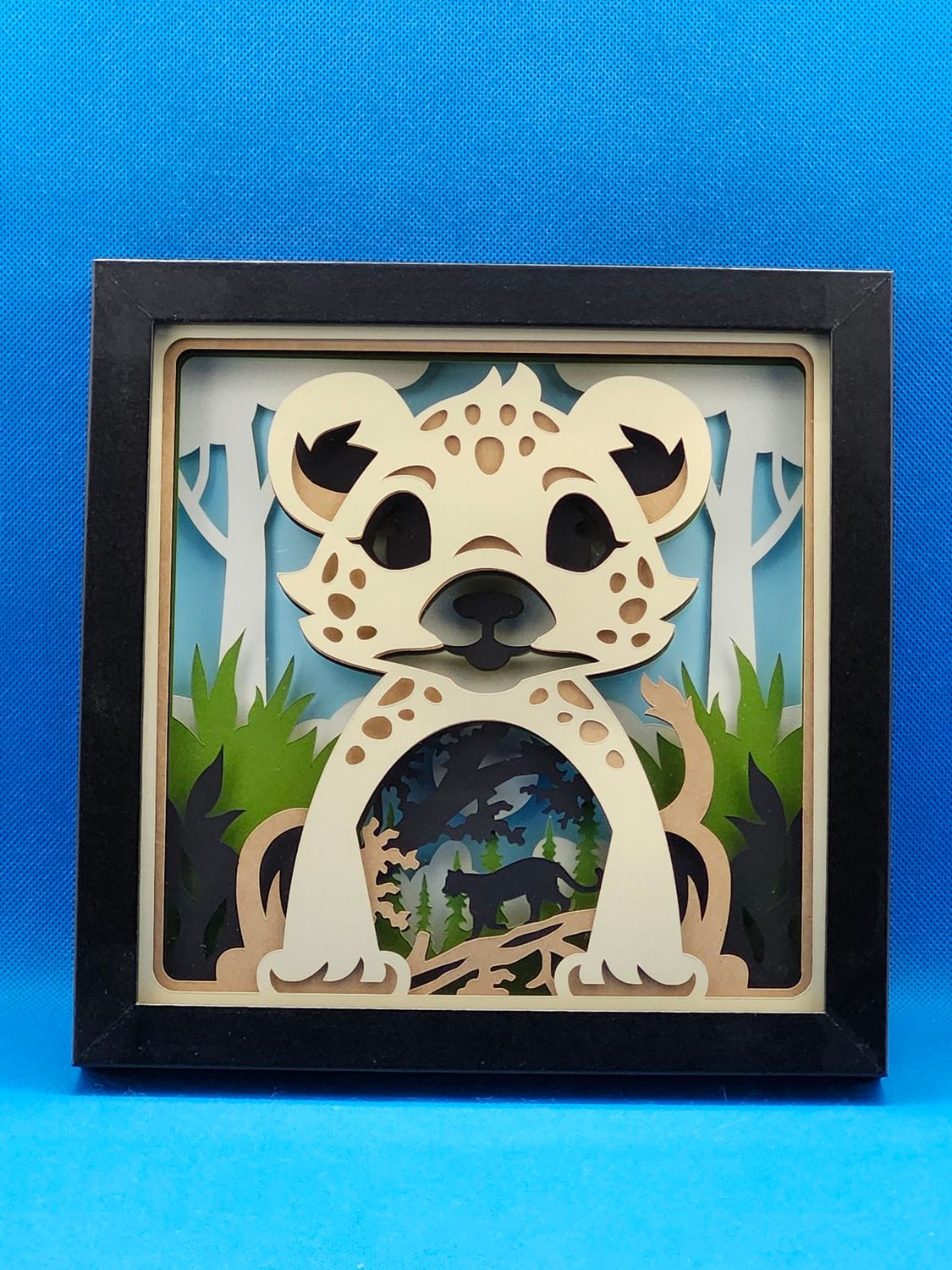 Cute Baby Leopard 3D 8x8 inch shadowbox