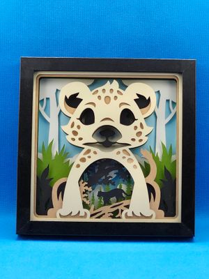 Cute Baby Leopard 3D 8x8 inch shadowbox