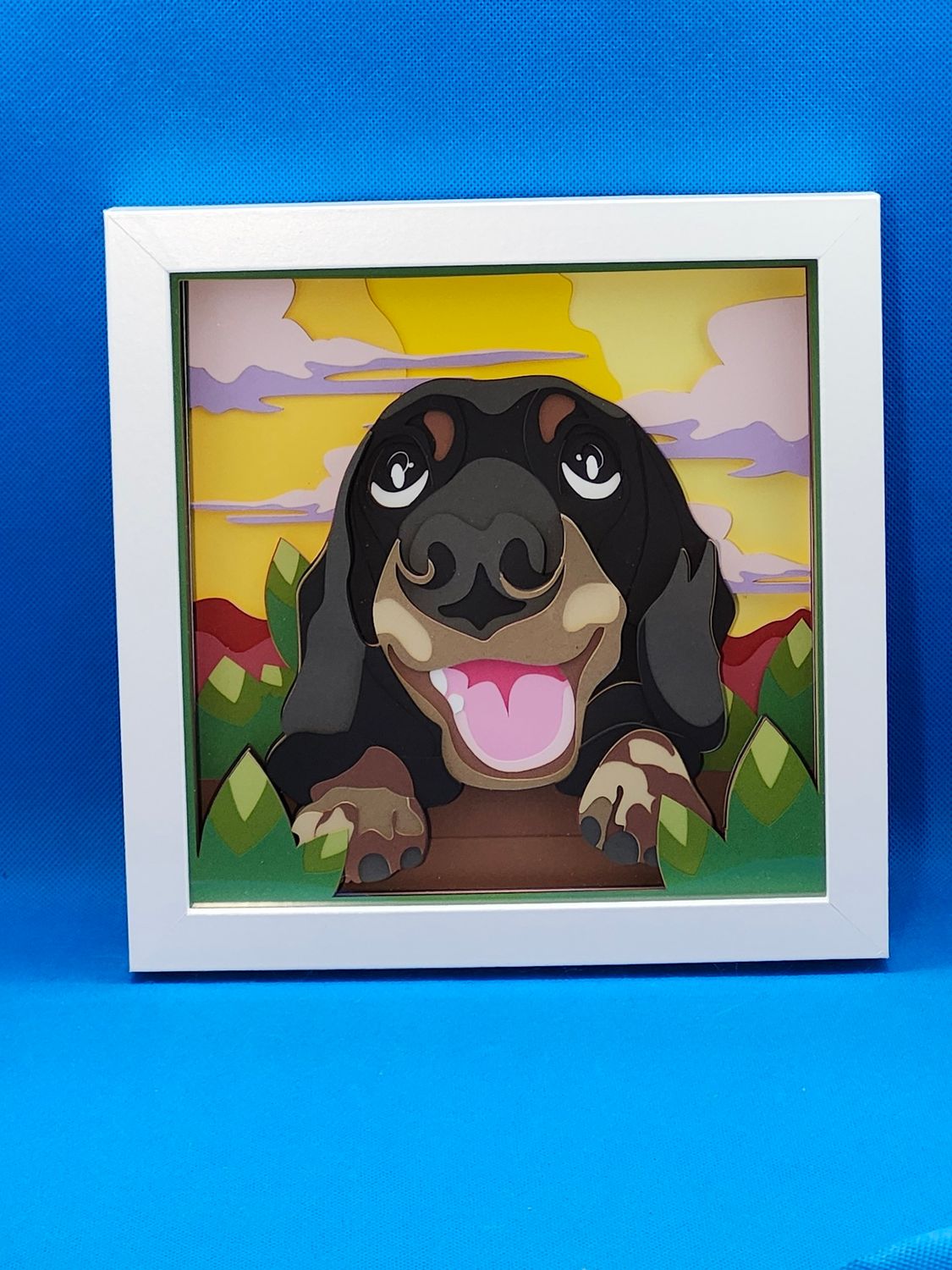 Dachshund Happy 8x8 inch shadowbox
