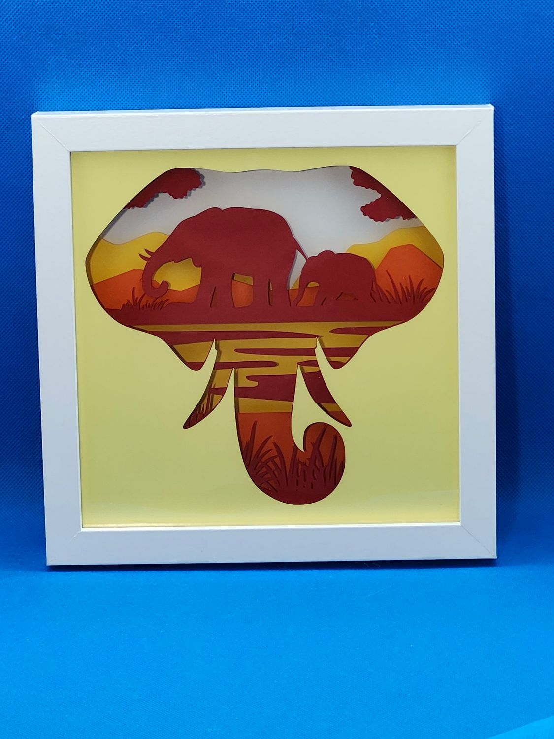 Elephant Family in the Wild 8x8 inch shadowbox