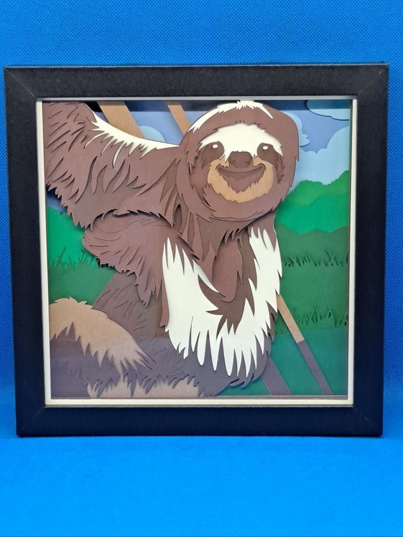 Sloth 8x8 inch shadowbox