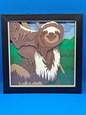 Sloth 8x8 inch shadowbox