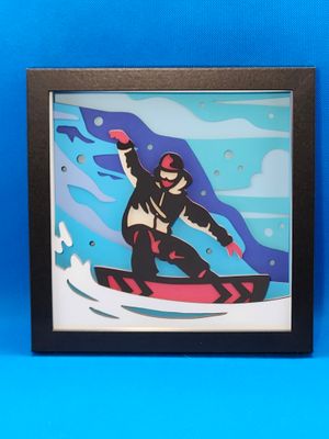 Snowboarding 8x8 inch shadowbox