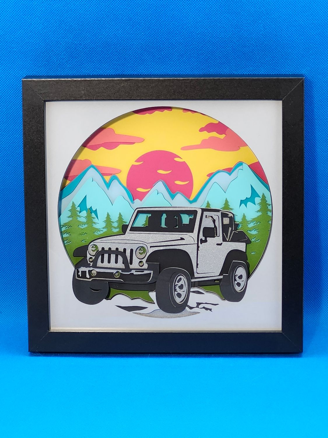 3D Off-Roading Light Gray 8x8 inch shadowbox