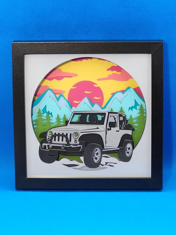 3D Off-Roading Light Gray 8x8 inch shadowbox