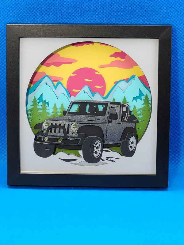 3D Off-Roading Dark Gray 8x8 inch shadowbox