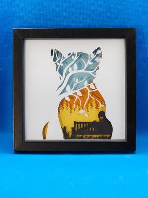 Layered Big Cat 3 8x8 inch shadowbox