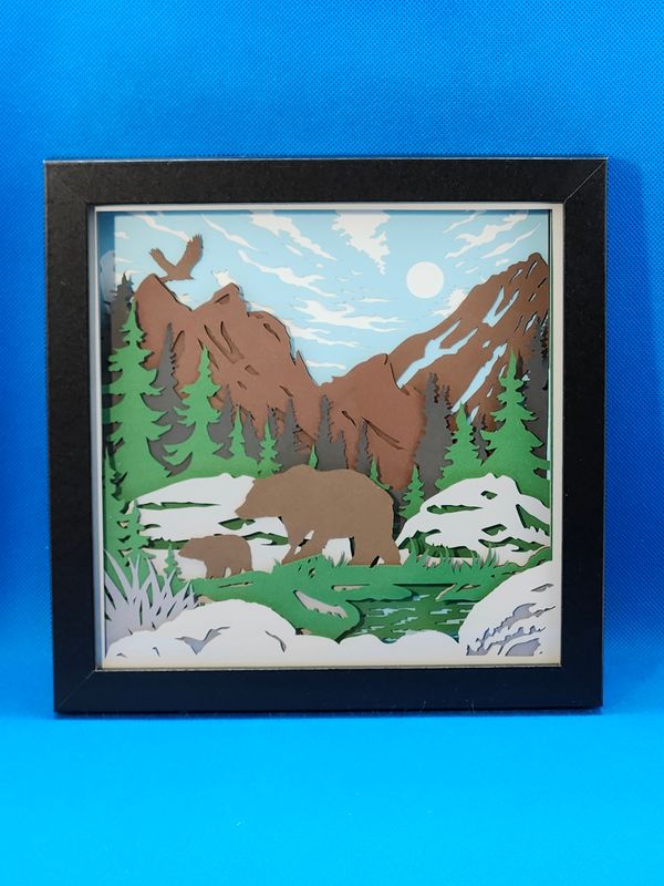 Bear in the Forest 8x8 inch shadowbox