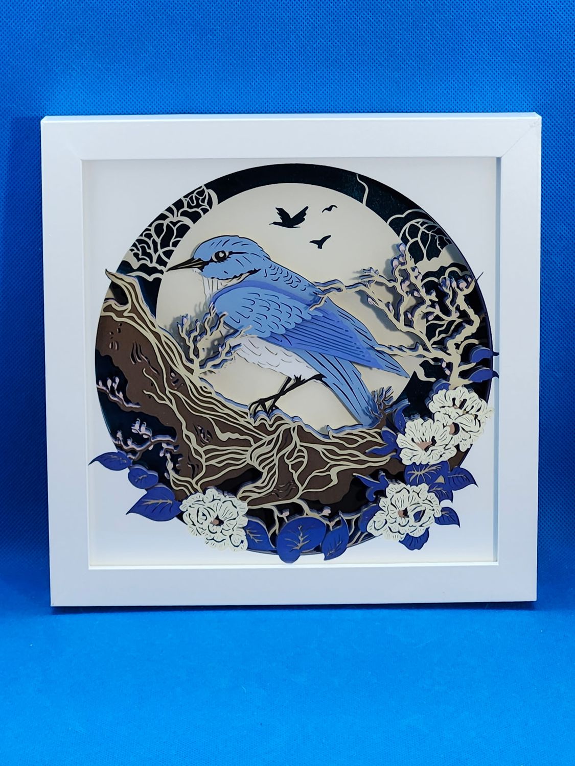 Blue Bird 8x8 inch shadowbox