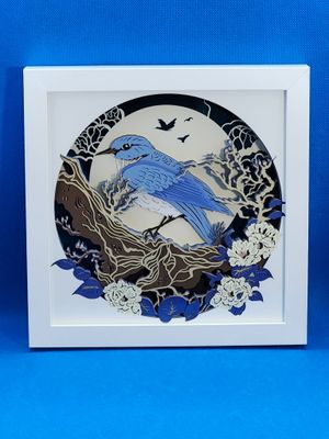 Blue Bird 8x8 inch shadowbox
