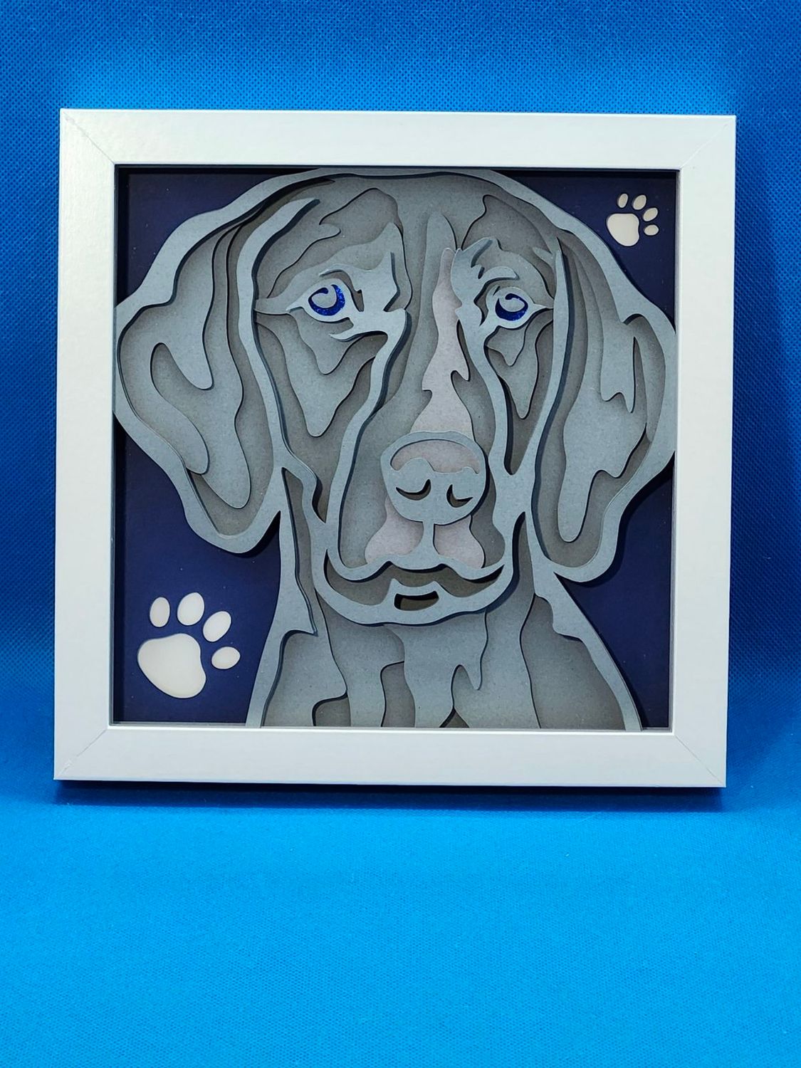 Weimaraner 8x8 inch shadowbox