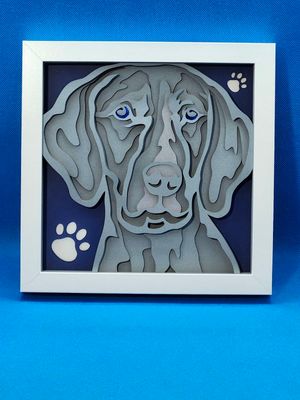 Weimaraner 8x8 inch shadowbox