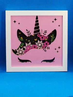 Unicorn Flowers 8x8 inch shadowbox