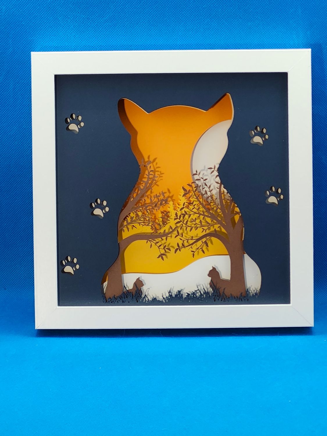 Layered Big Cat 2 8x8 inch shadowbox