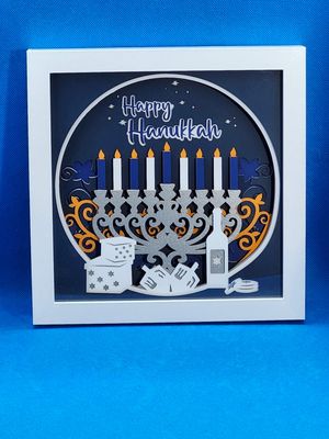 Happy Hanukkah 8x8 inch shadowbox