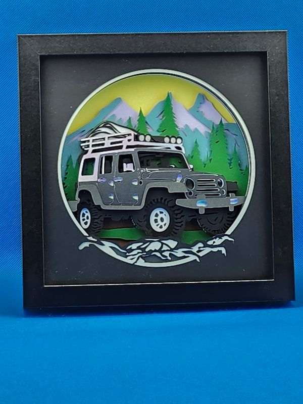3D Off Road Charcoal 8x8 inch shadowbox