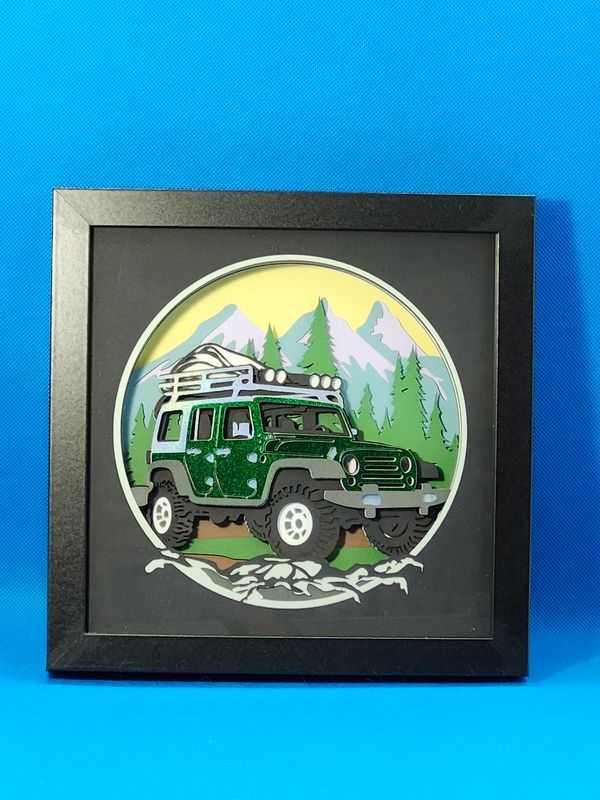 3D Off Road Green 8x8 inch shadowbox