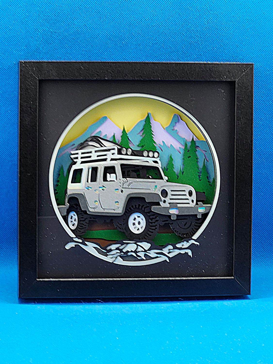 3D Off Road Silver 8x8 inch shadowbox