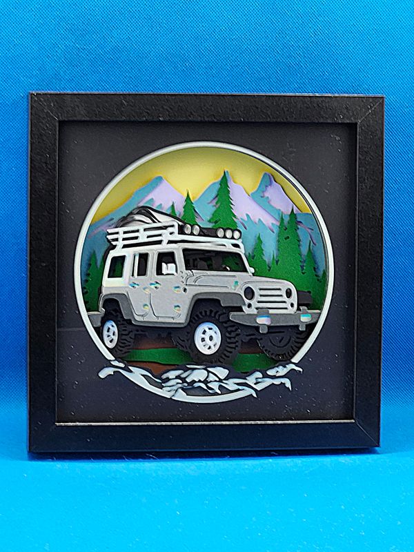 3D Off Road Silver 8x8 inch shadowbox