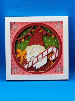 Gnome Christmas Candy 8x8 inch shadowbox