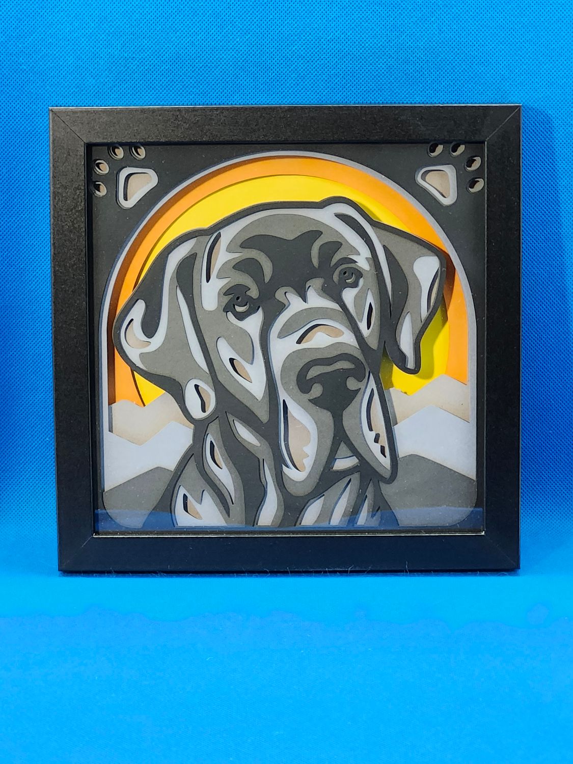 Great Dane Black 8x8 inch shadowbox