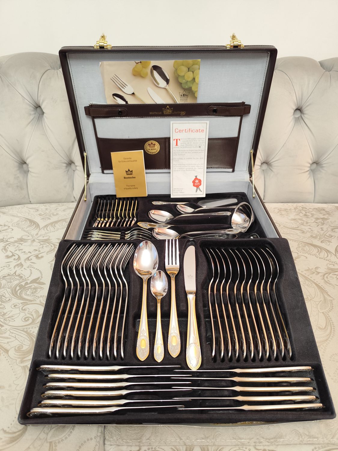 Paauksuoti "SBS" stalo įrankiai 12-ai asmenų