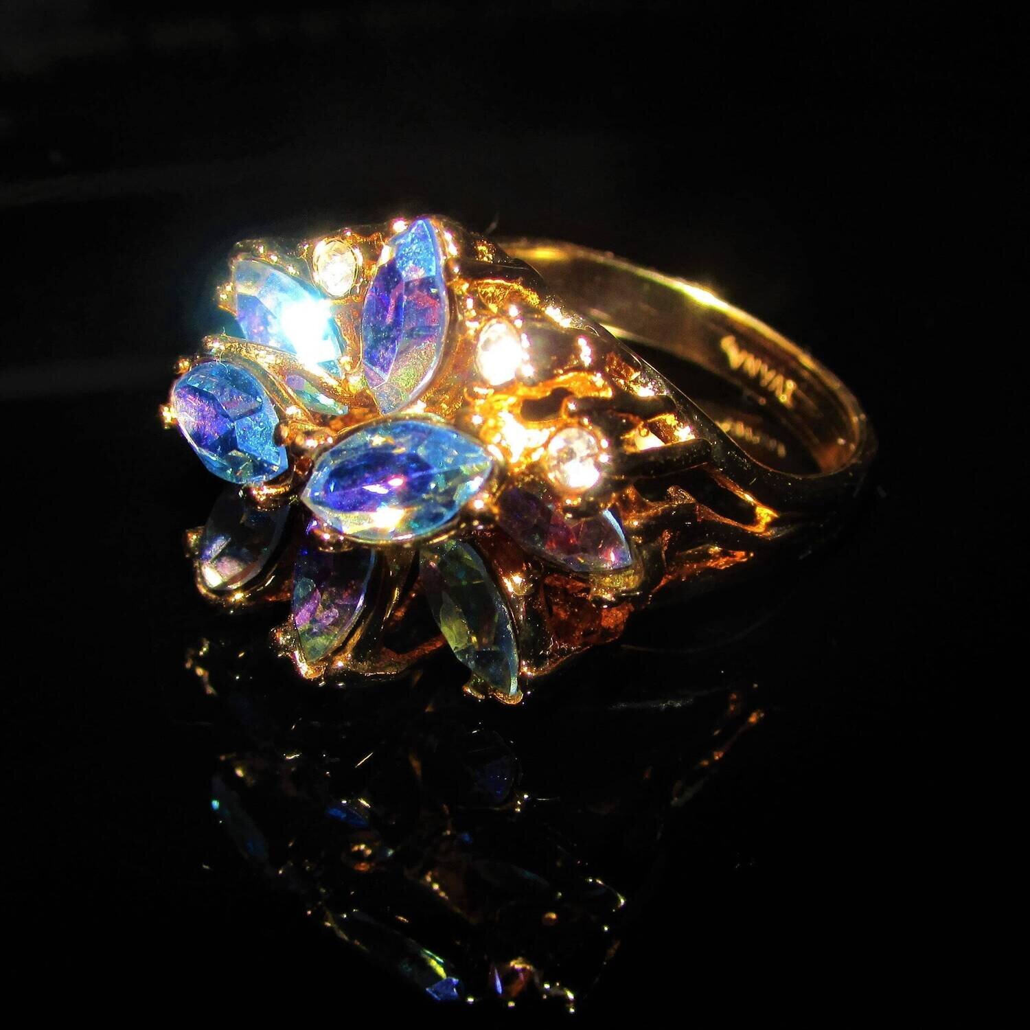 Ivana's Aurora Borealis Crystal Ring c. 1990's