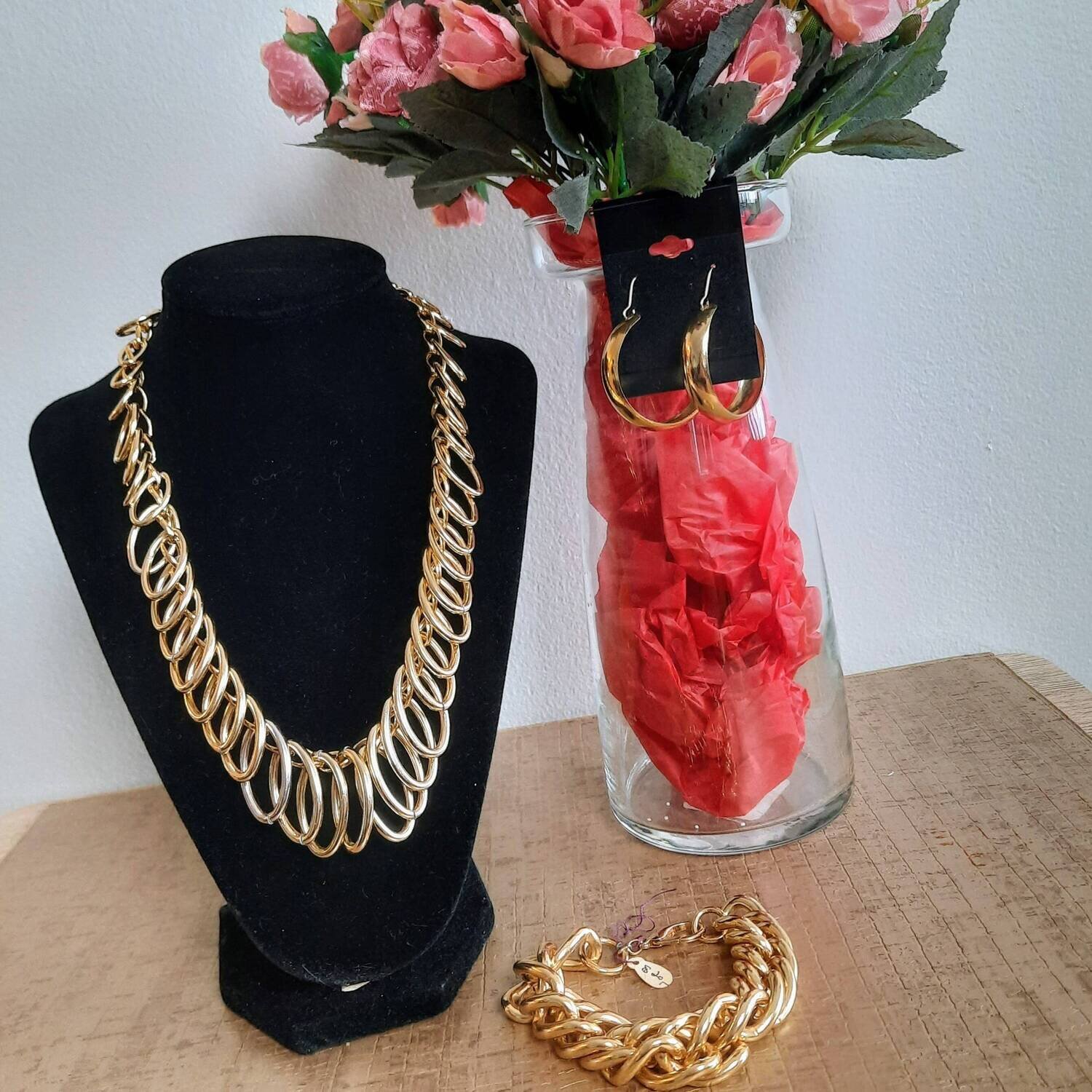 Gold-toned Chain Jewelry Set c. 1980's