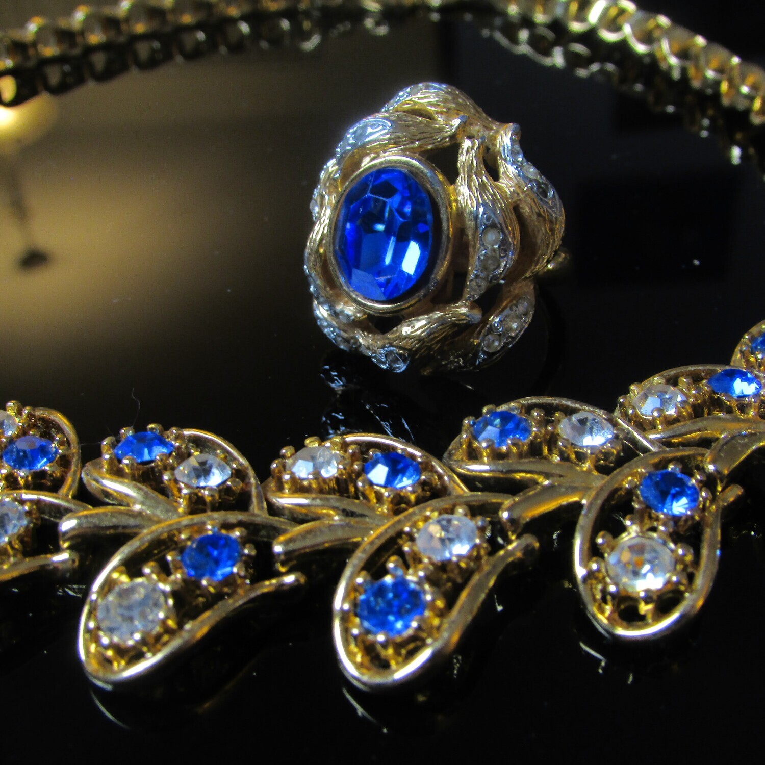 Ivana's Sapphire and Gold Rhinestone Jewelry Set c. 1990's