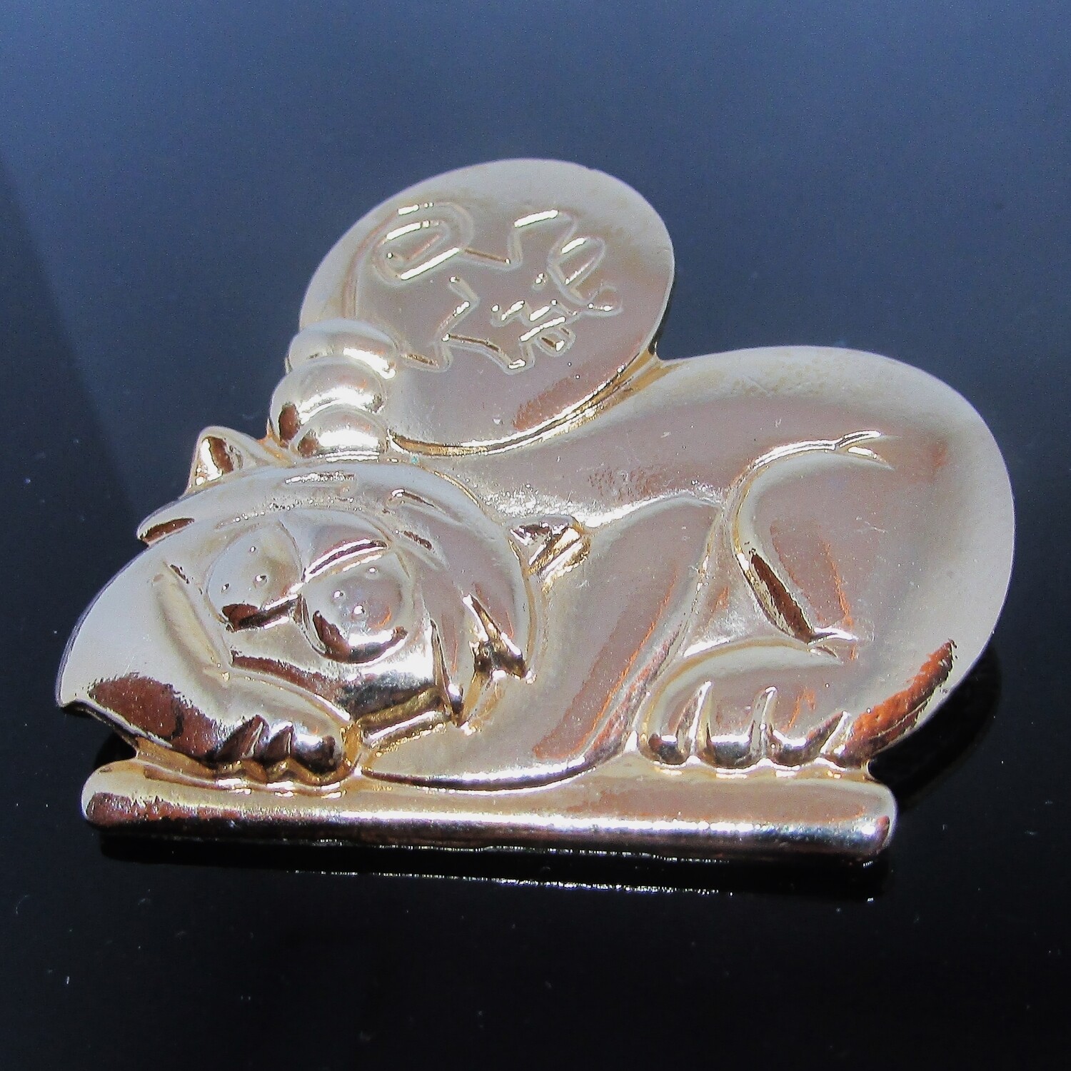 Alexis's Gold Cat and Mouse Brooch c. 1990's