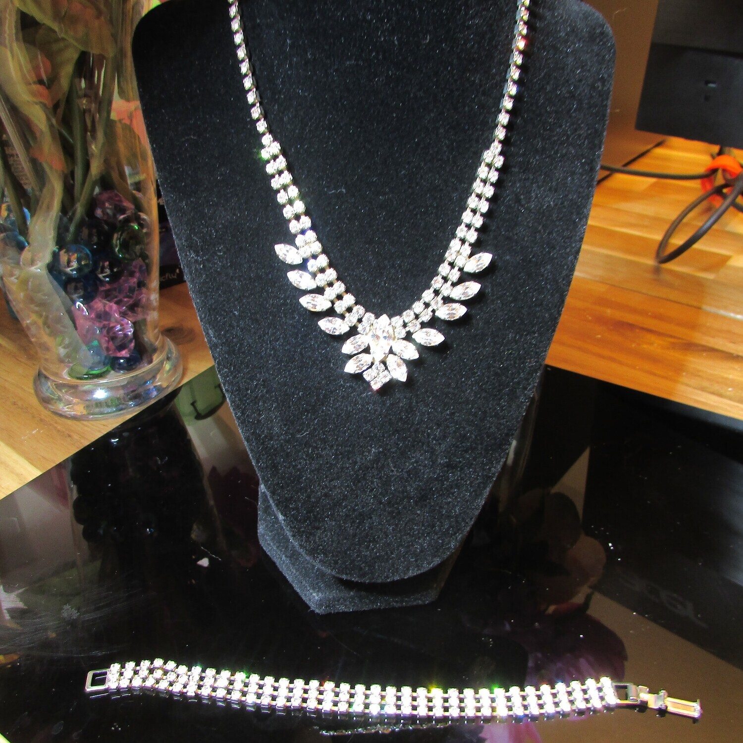 Diamante Crystal Jewelry Set Art Deco Style c. 1950's