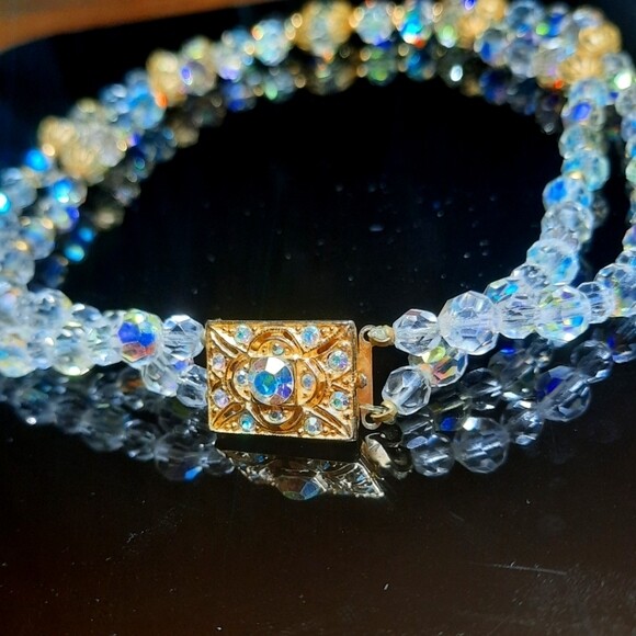 Aurora Borealis Crystal Choker with Golden Clasp c.1960's