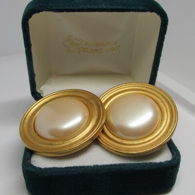 Monet's Large Faux Mabe Pearl Clip Ons c. 1980's