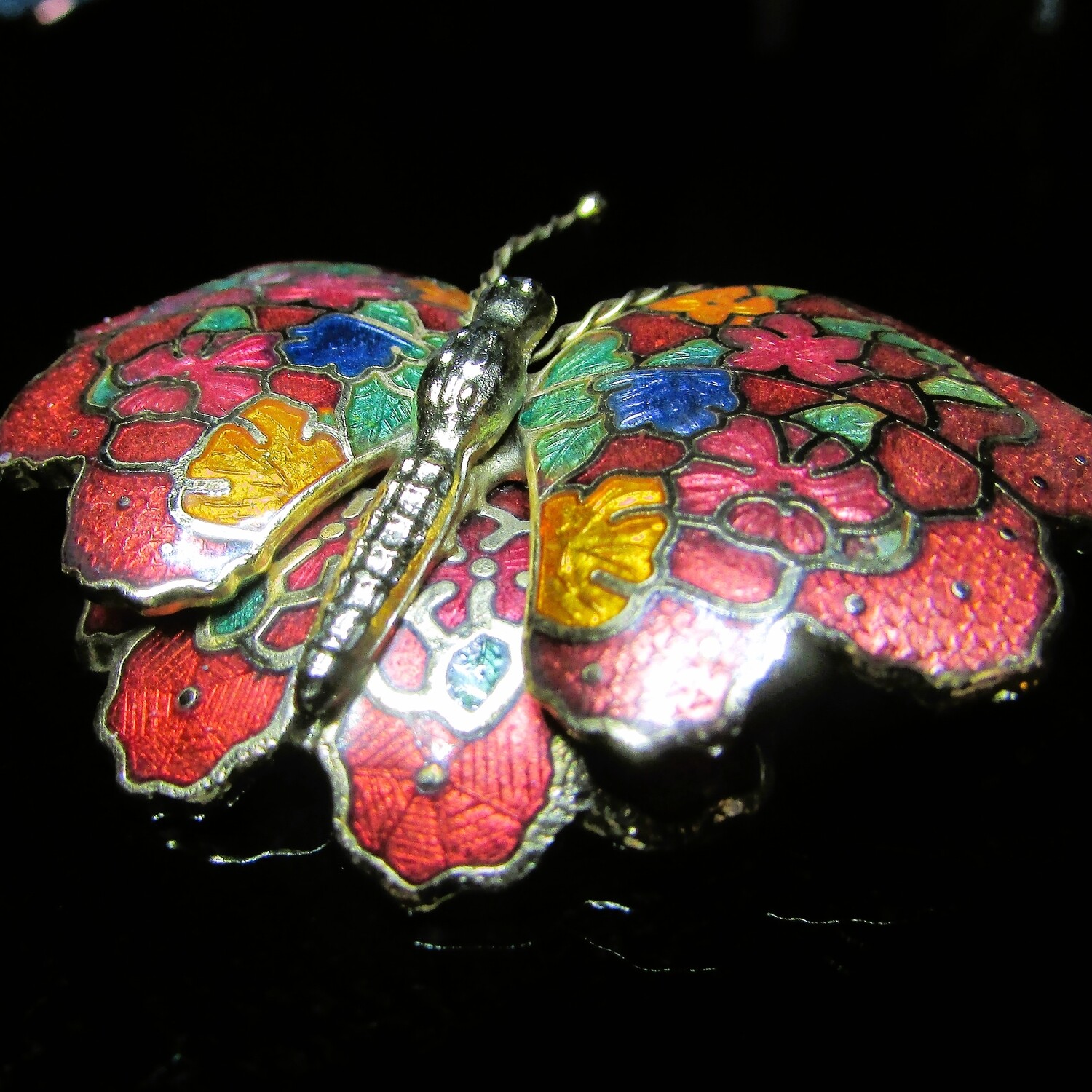 Vintage Textured Metallic Butterfly Brooch c. 1990's