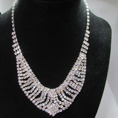 Crystal Diamante Cascade Necklace c. 1980's