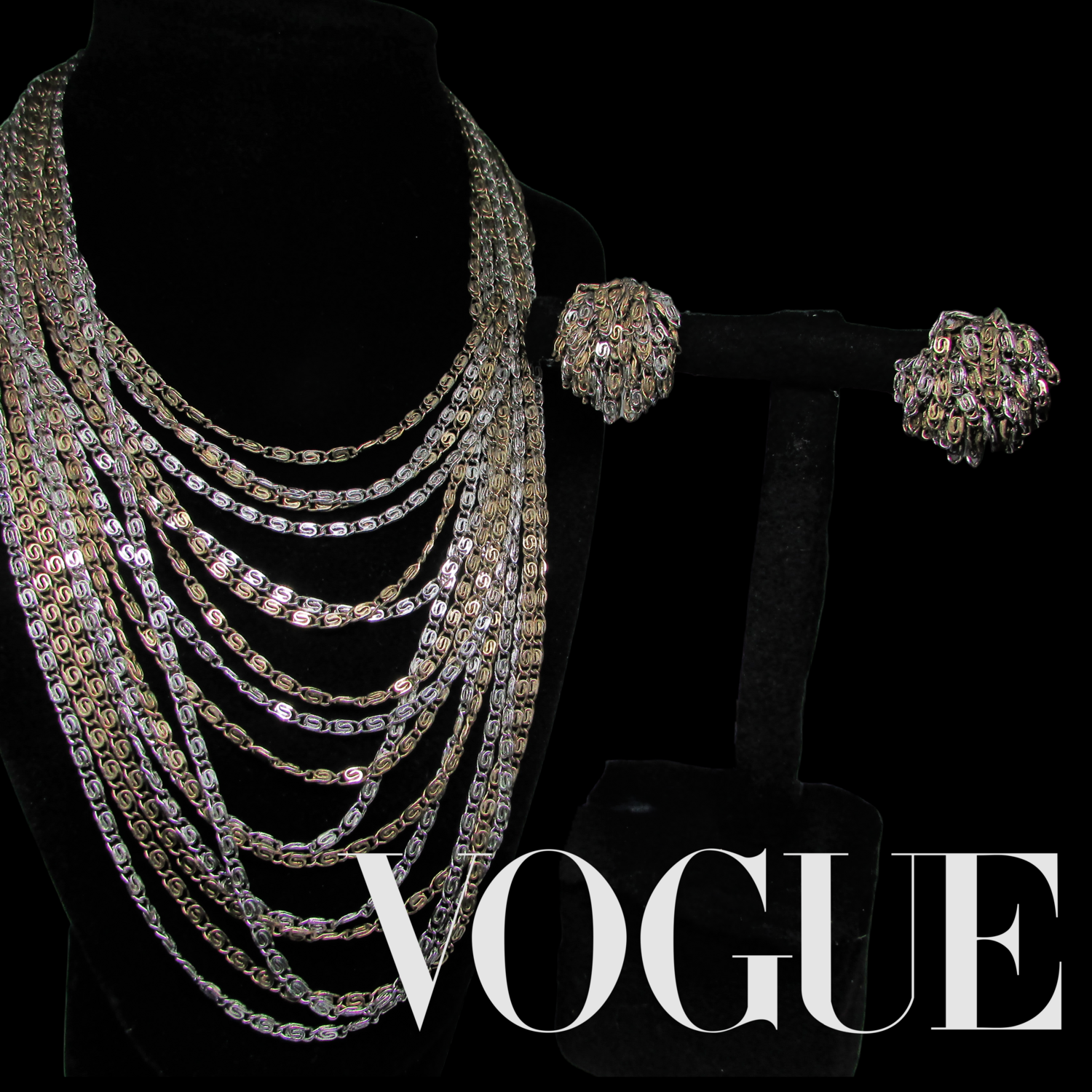 Vogue's Two-Toned Layered Snail Chain Set c.  1970's
