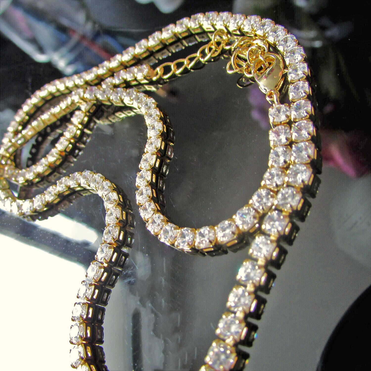 18K Gold Tennis Necklace c. 1970's