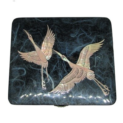 Vintage Korean Jewelry Box with Najeonchilgi: Mother of Pearl and inlaid Lacquerware c. 1990's
