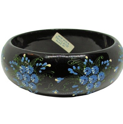 Artisanal Hand-Painted Wooden Bangle from Thailand c. 1960's