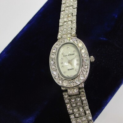 Cote d' Azur's Rhinestone Crystal Studded Quartz Watch c.1980's