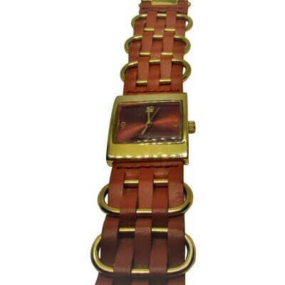 Joan Rivers Classic's Braided Leather Gold toned Watch c. 1990's
