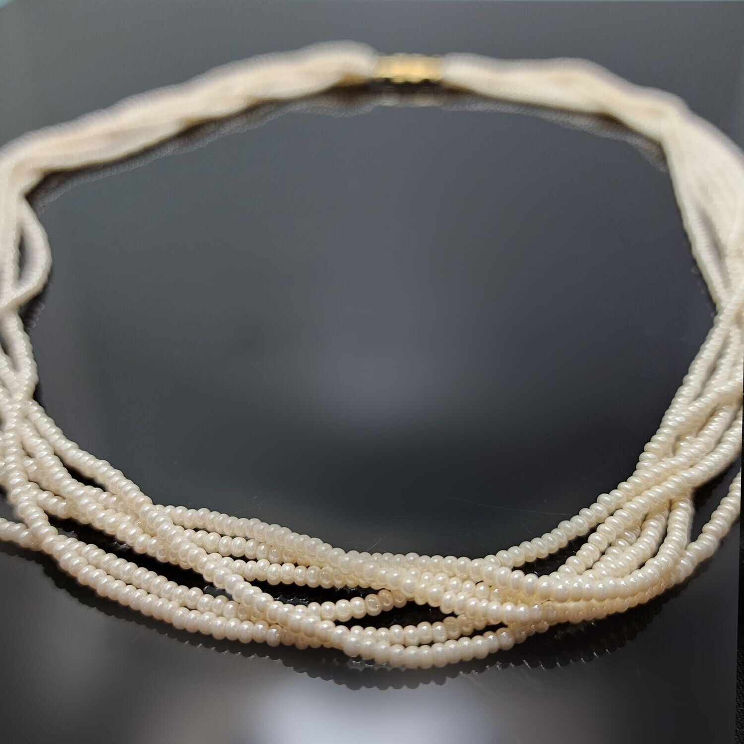 Three Strands Beaded Necklace c.1970s
