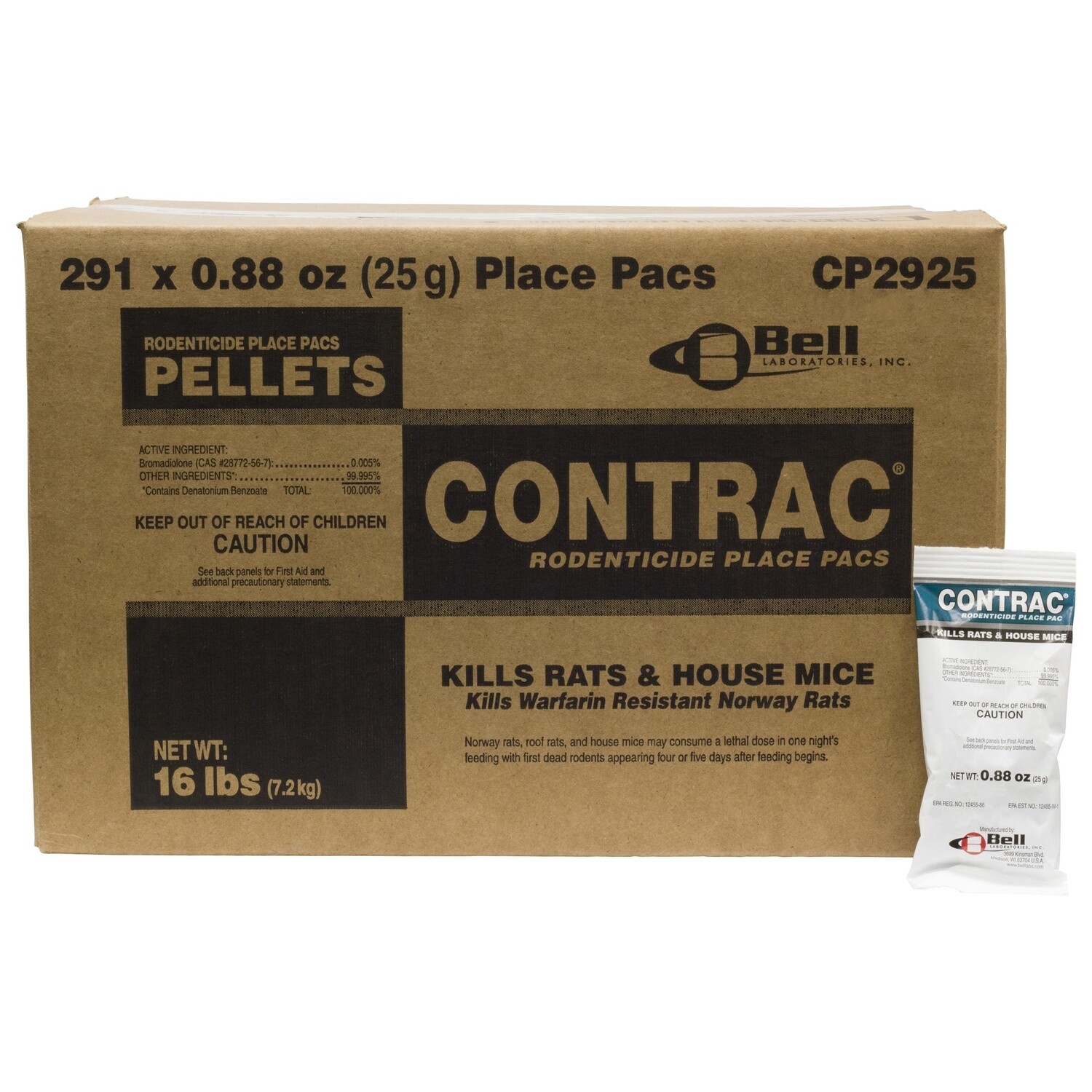 Contrac Rodent Pellet Place Packs (291 x 25 gram packs)