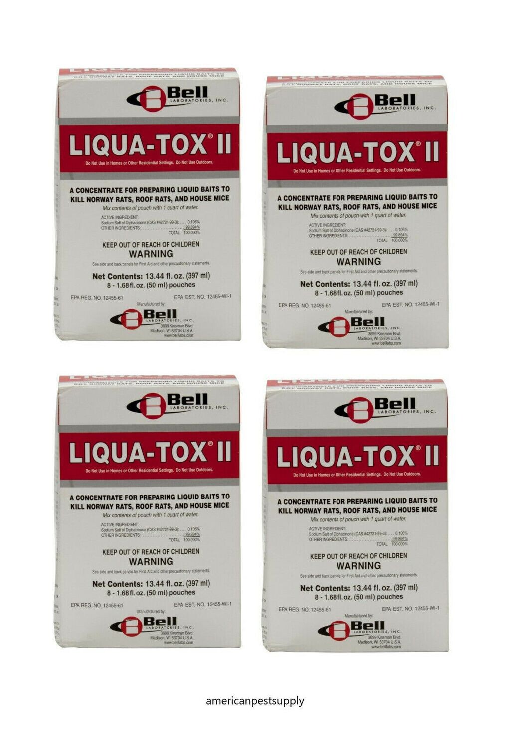 Liqua-Tox II Liquid Rodenticide ( 32 x 1.68 oz. Pouches) Rat Mouse Killer Bait