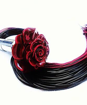 BDSM Rose Flogger rubber and satin Ltd Edition  Impact Play  Gear Spanking Flogger