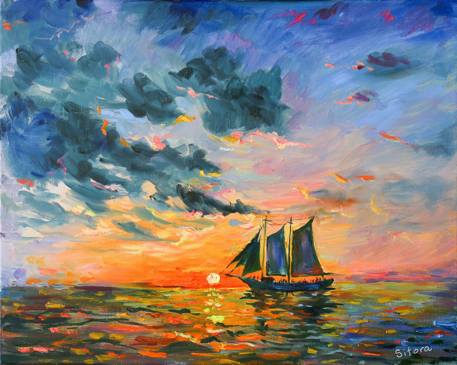 Print Sunset in  Mallory Square, Key West Florida.