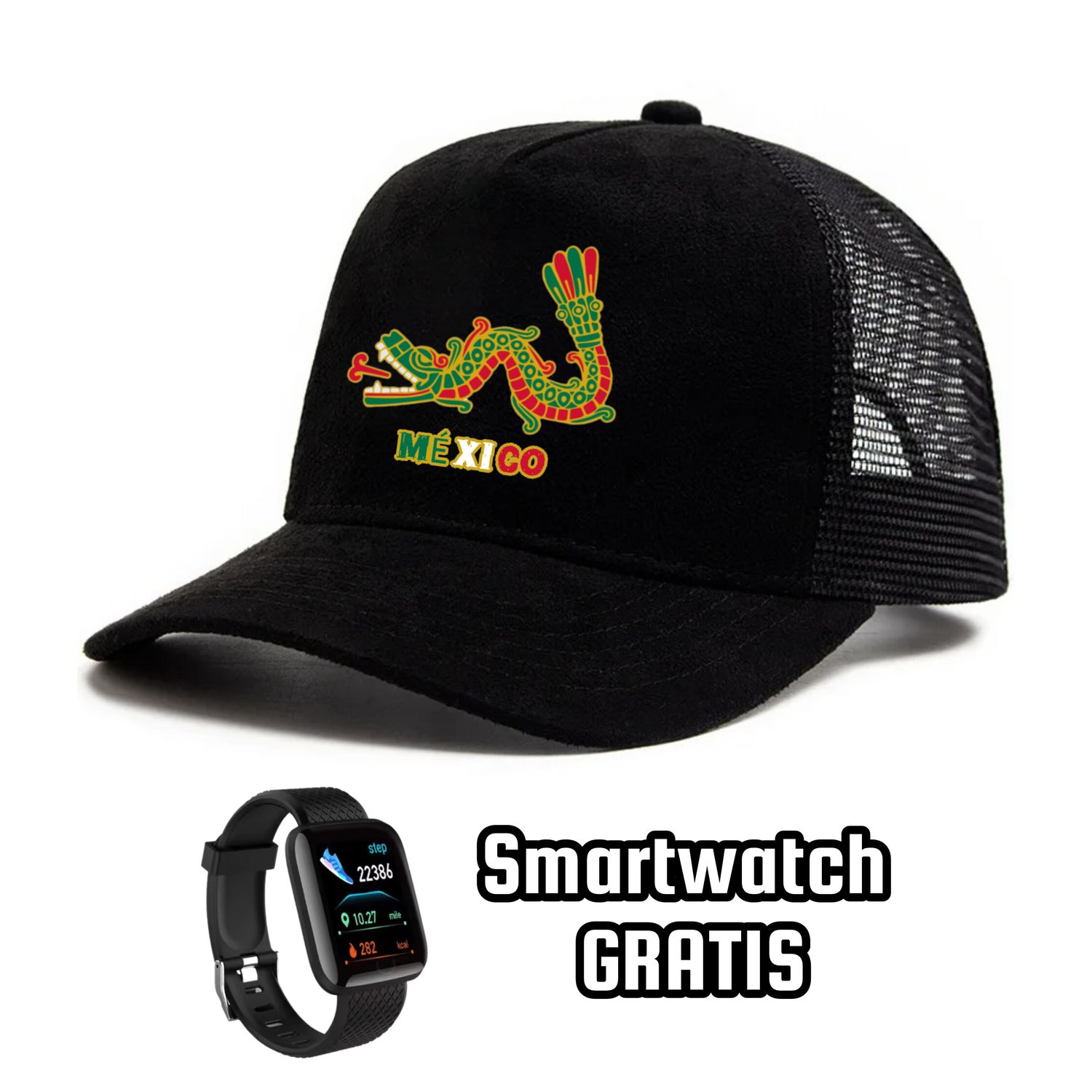Gorra de Terciopelo Dragón Azteca + Smartwatch
